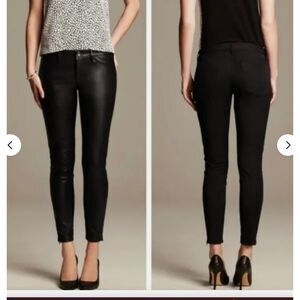 Banana Republic Sloan Women's Faux Leather Front Black Jeans | Size 12